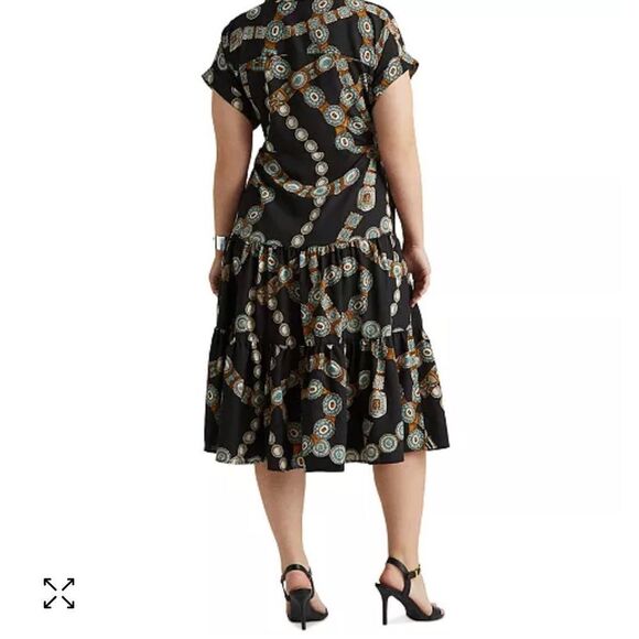 Lauren Ralph Lauren Plus-Size Belt-Print Crepe Shirtdress - Picture 2 of 7